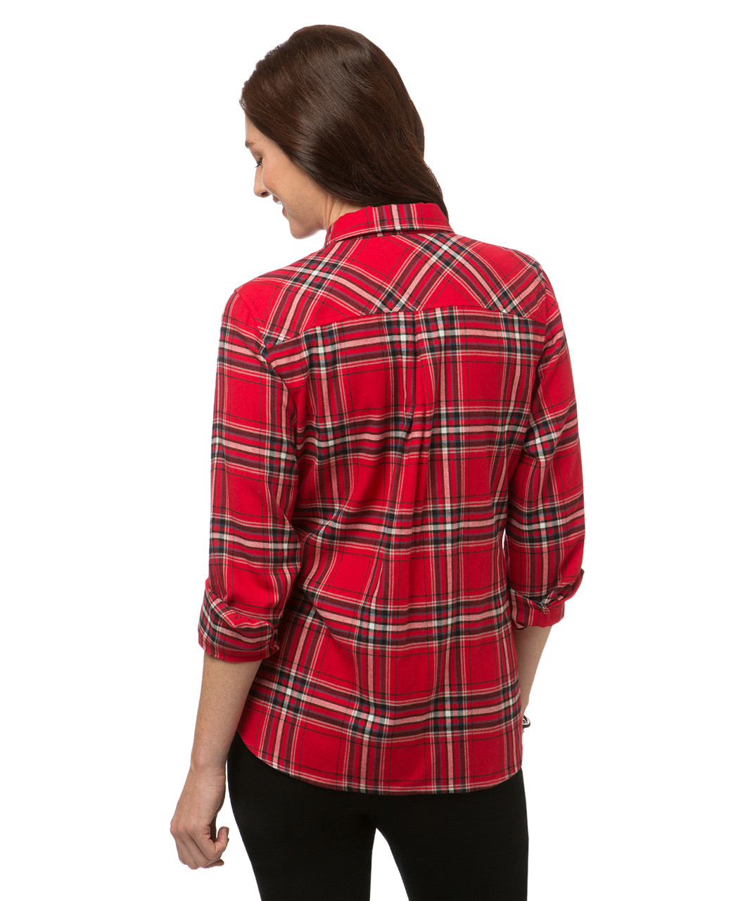 Women's red plaid flannel shirt