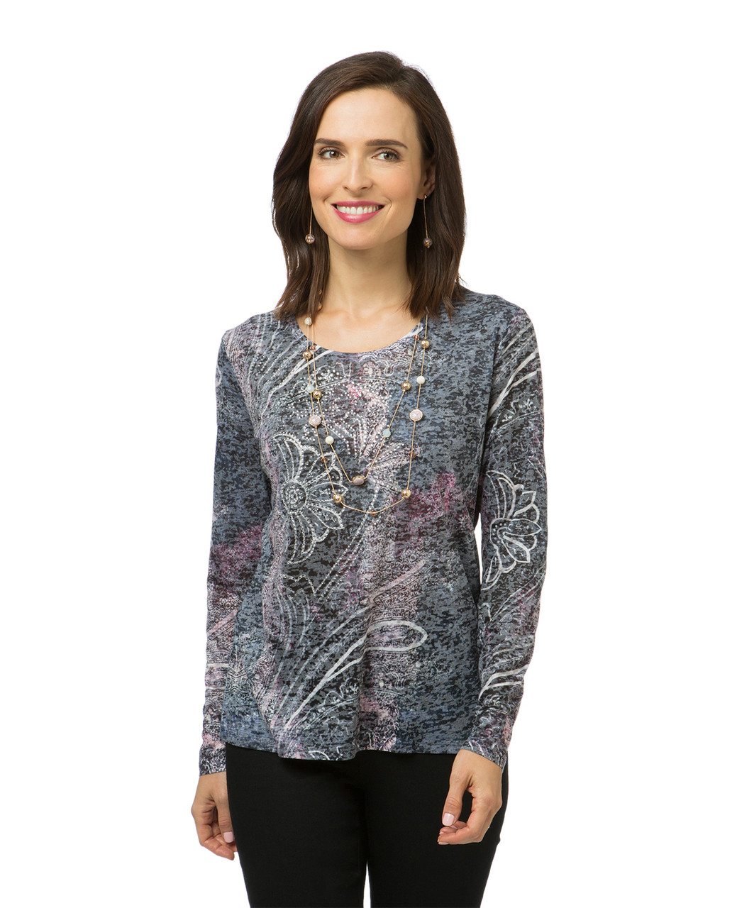 Women's long sleeve print top