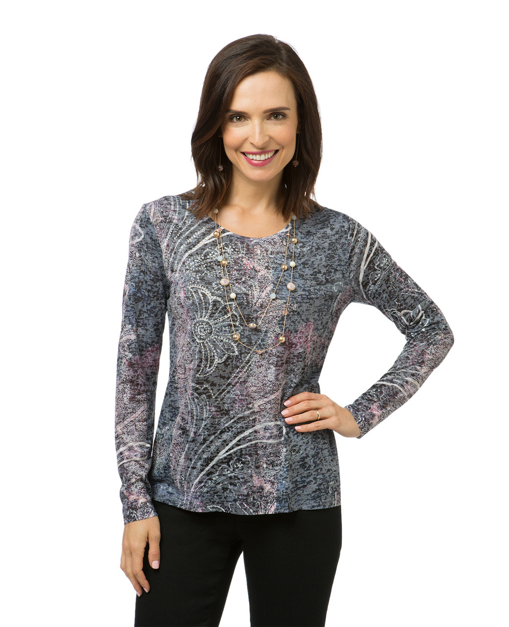 Women's long sleeve print top
