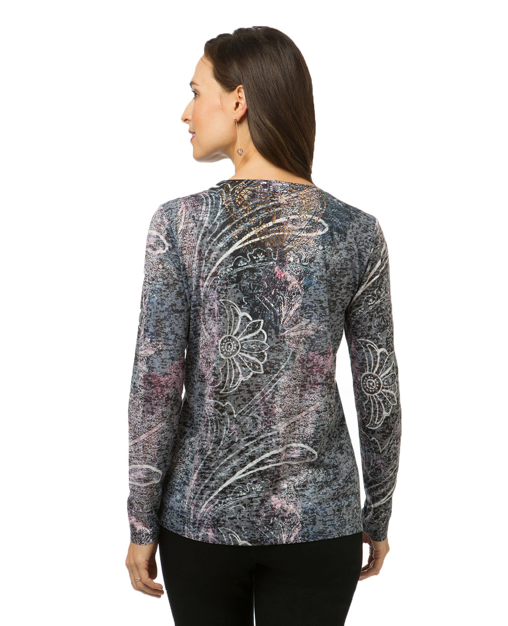 Women's long sleeve print top