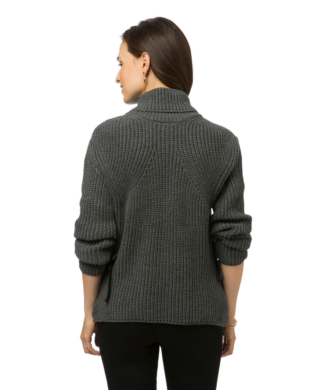 Women's grey cowl neck sweater