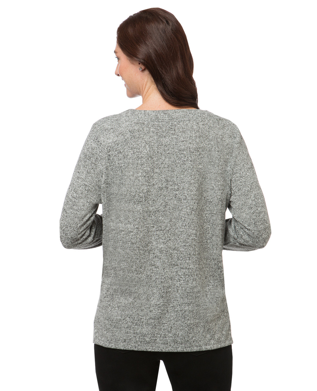 Women's grey V-neck sweater