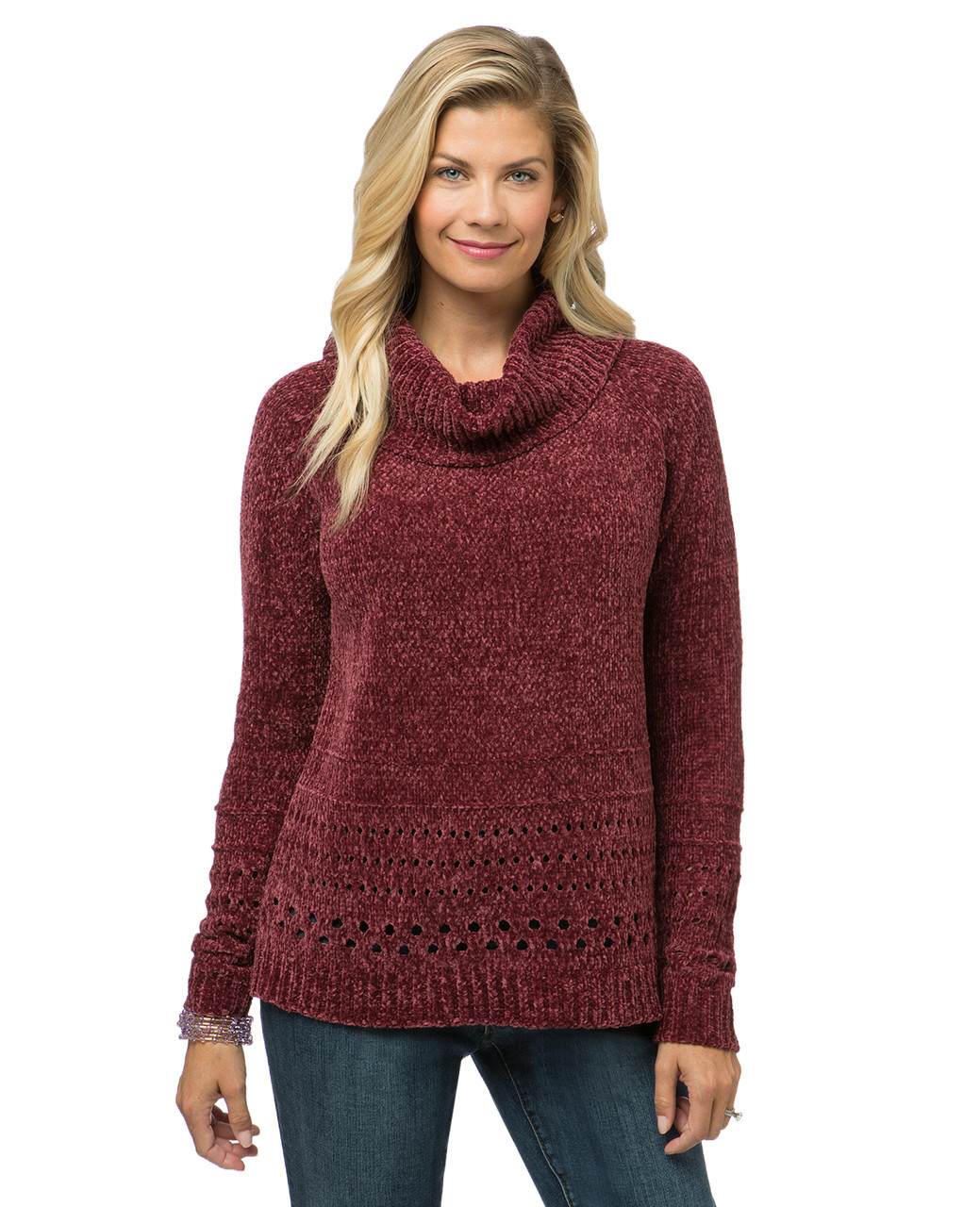 Women's cowl neck chenille sweater