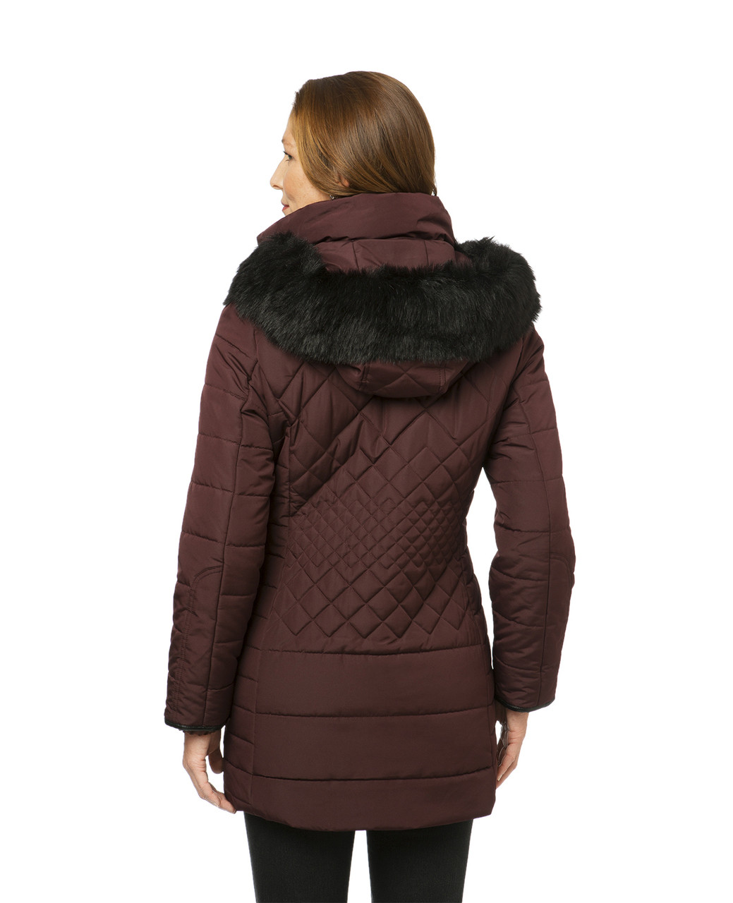 Women's burgundy quilted winter jacket