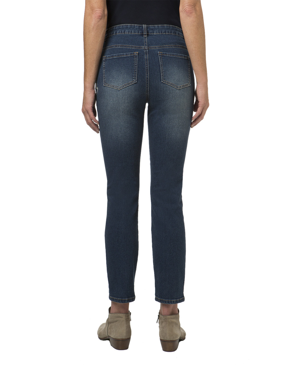 Women's medium wash embellished jeans