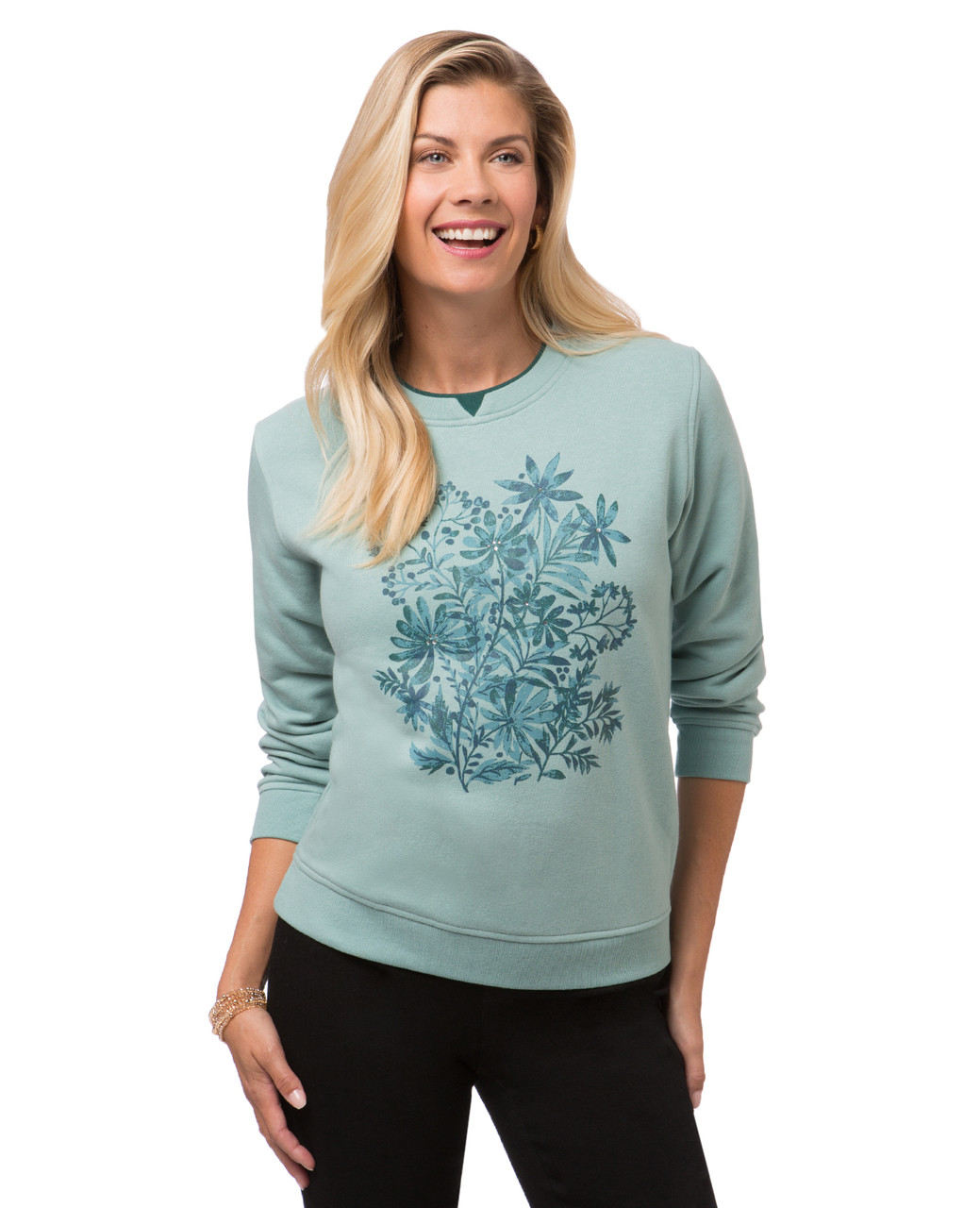 Women's petite floral print sweatshirt