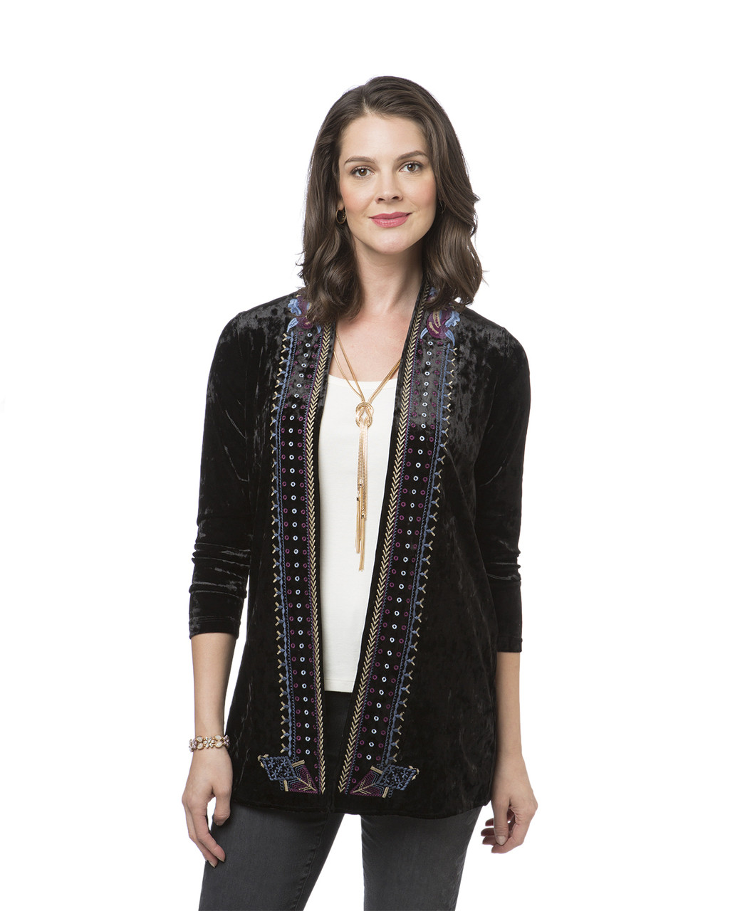 Women's crushed velour cardigan