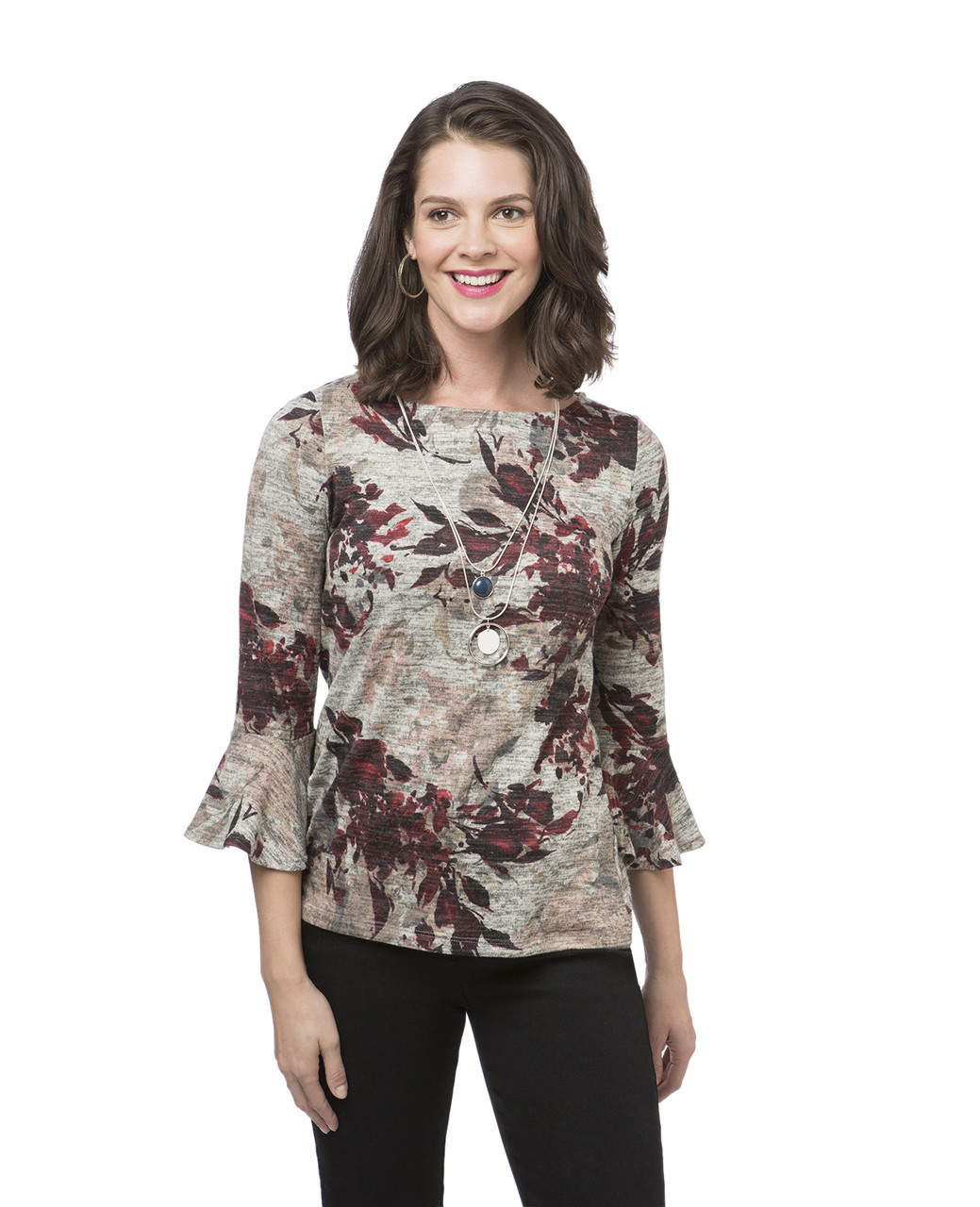 Women's flutter sleeve knit top