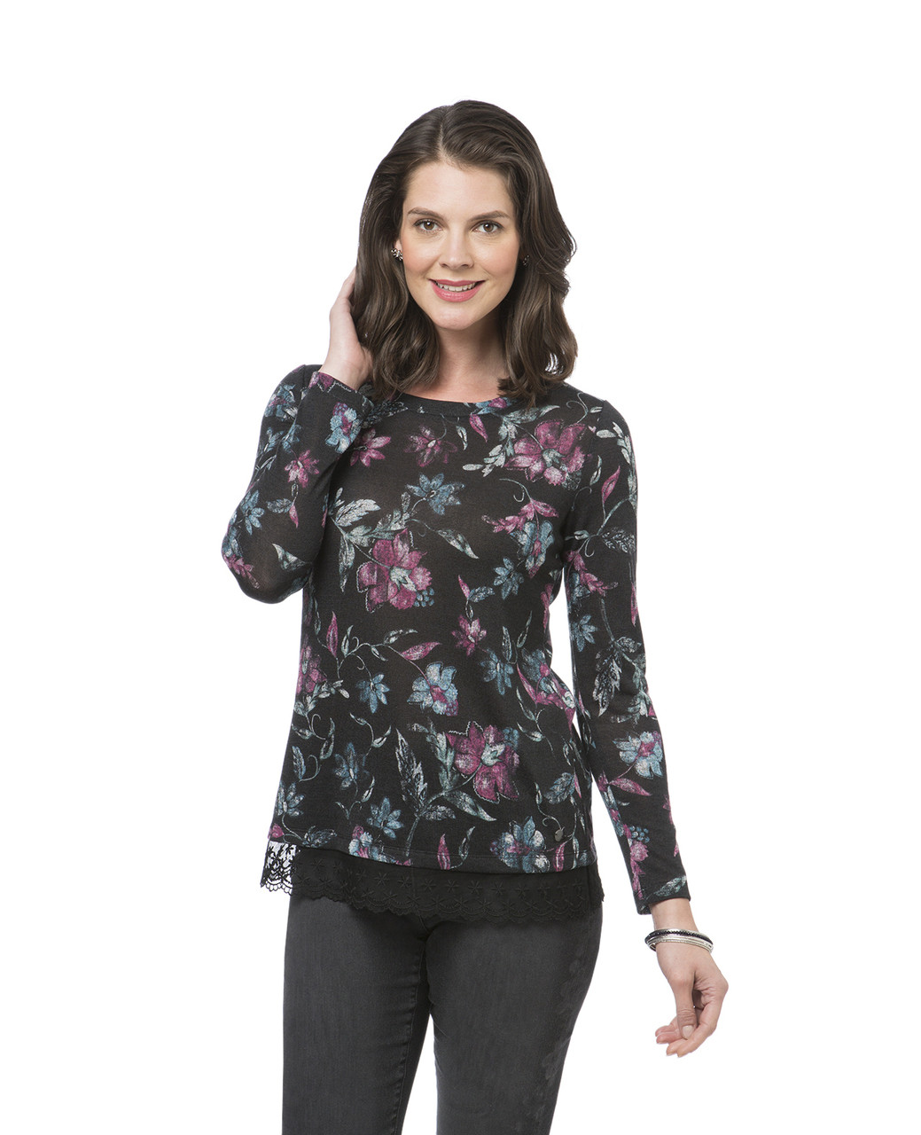 Women's lace hem top