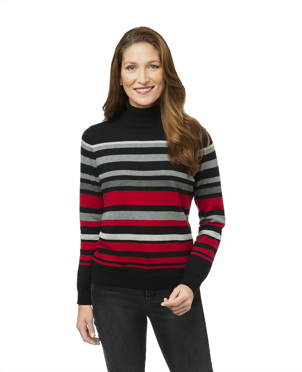 Women's striped turtleneck sweater