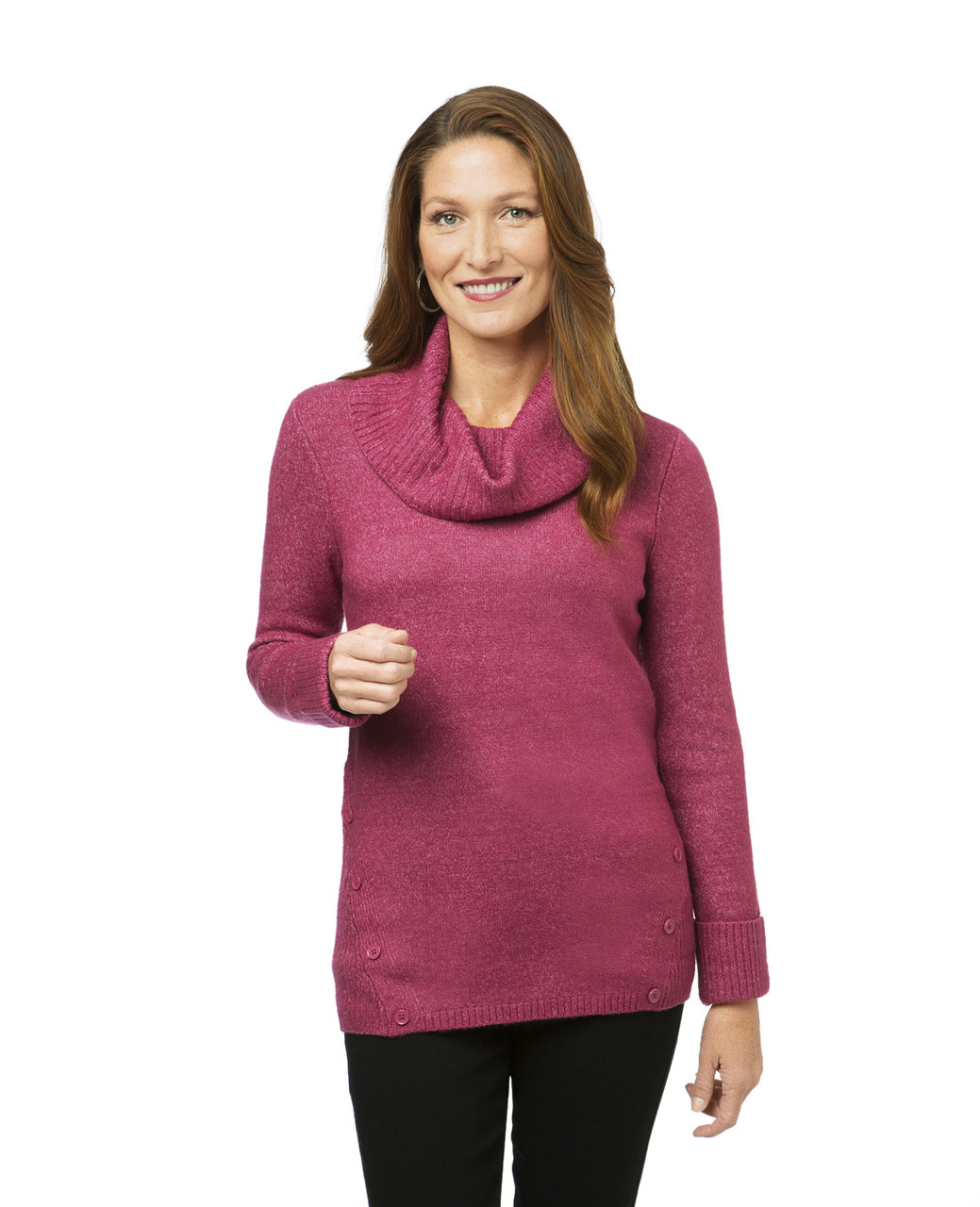 Women's cowl neck tunic sweater