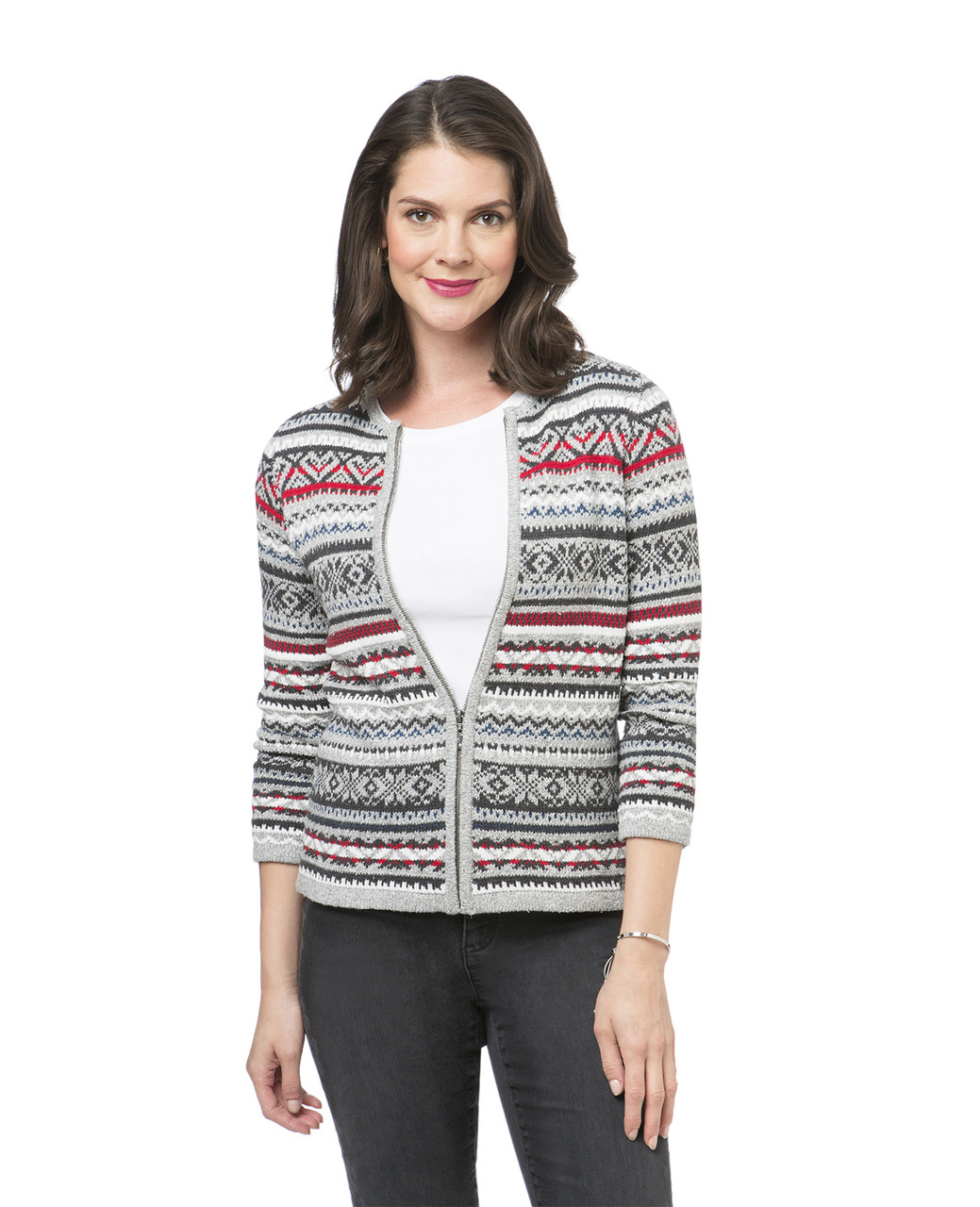 Women's winter print cardigan
