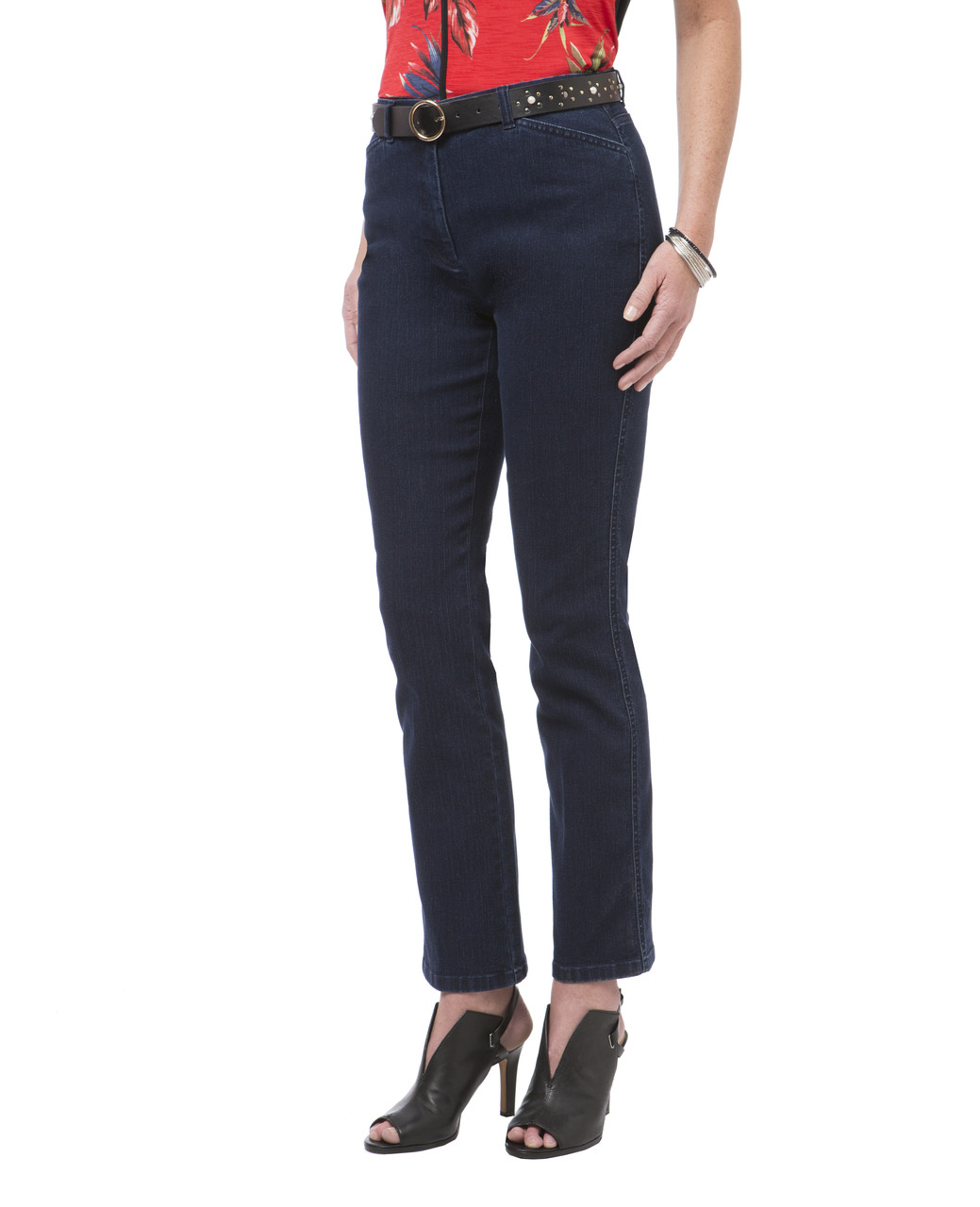 Women's black pearl detail belt