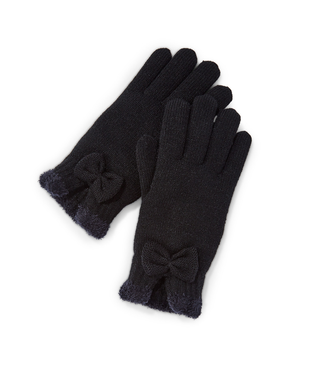 Women's black chenille winter gloves