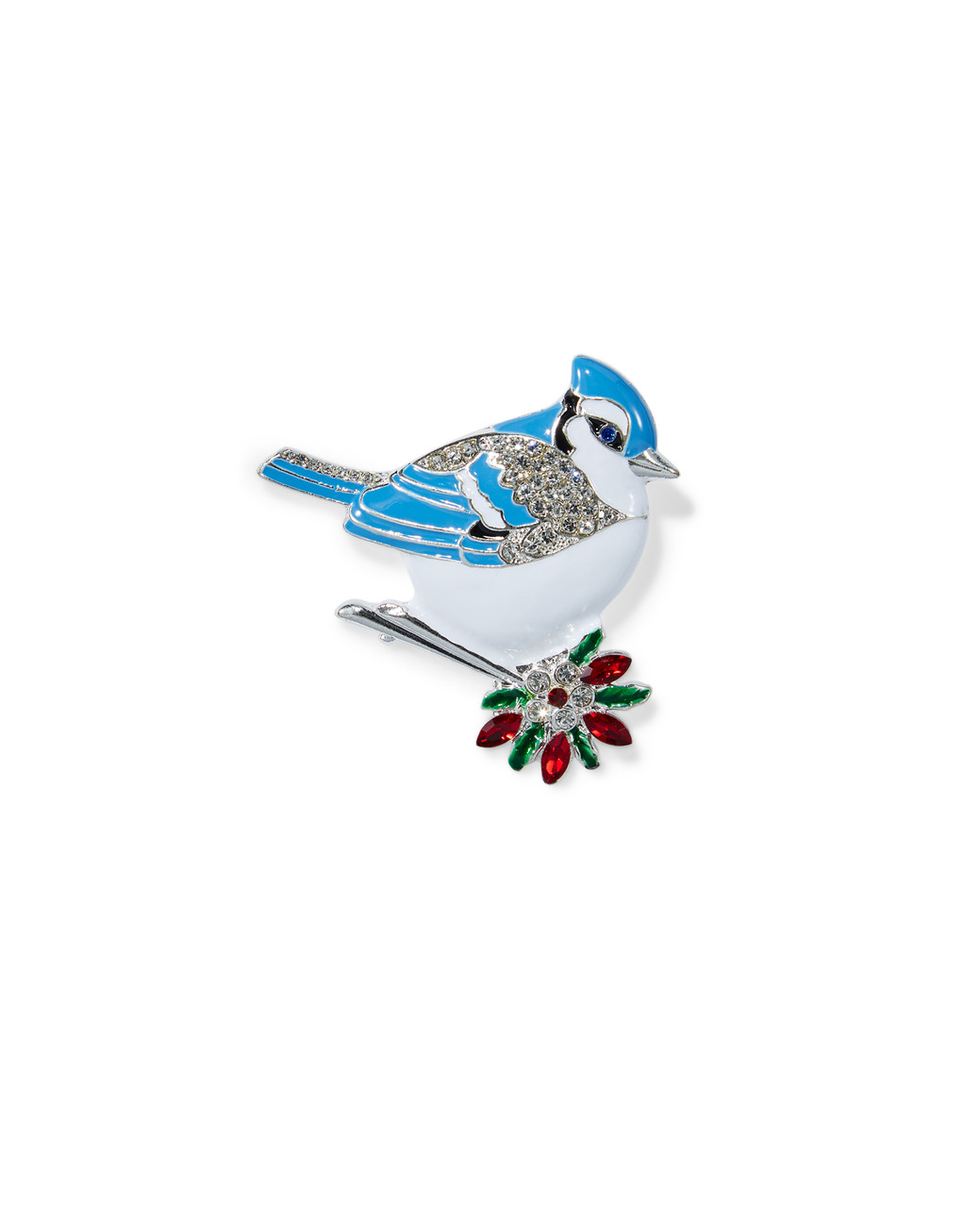 Women's blue jay festive brooch