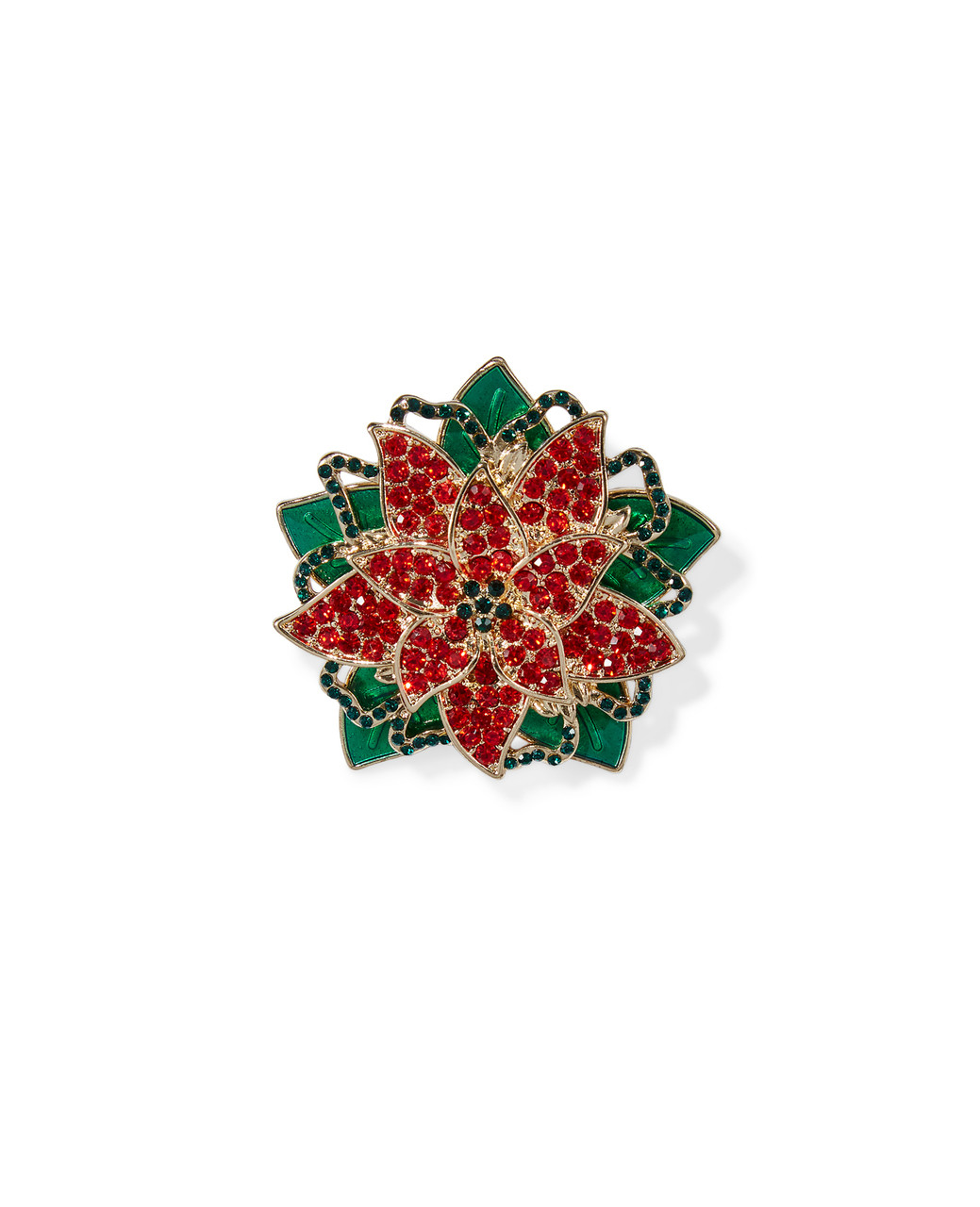 Women's red flower poinsettia festive brooch
