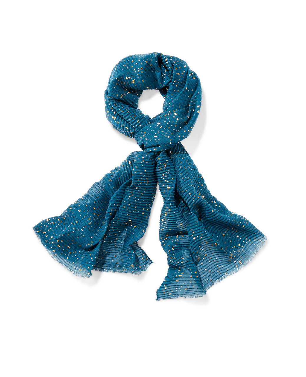 Women's green metallic print scarf