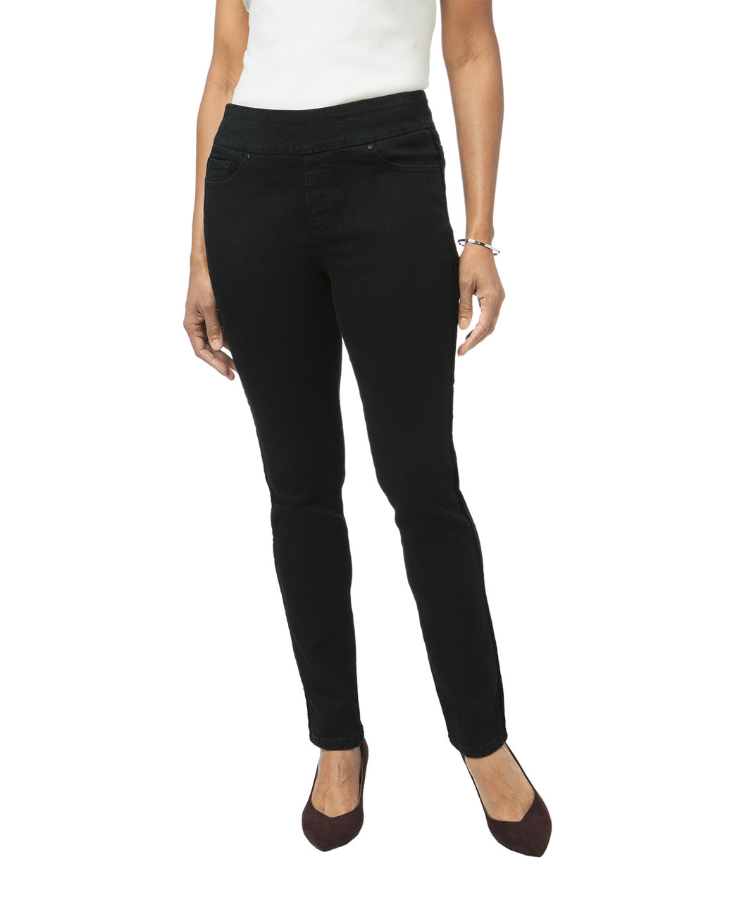 Women's black velvet stripe jegging