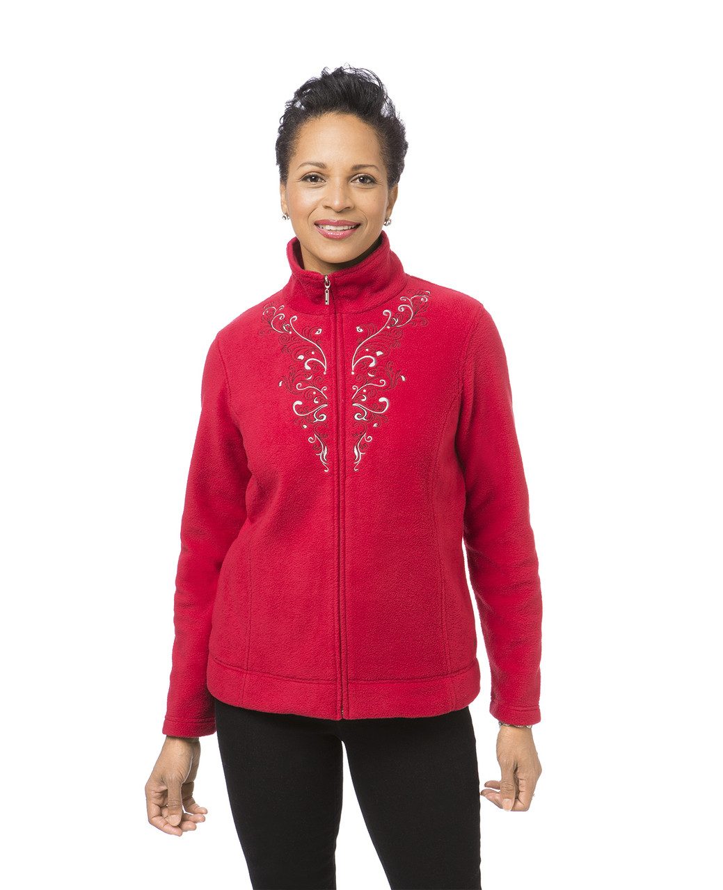 Women's red scroll embroidered jacket