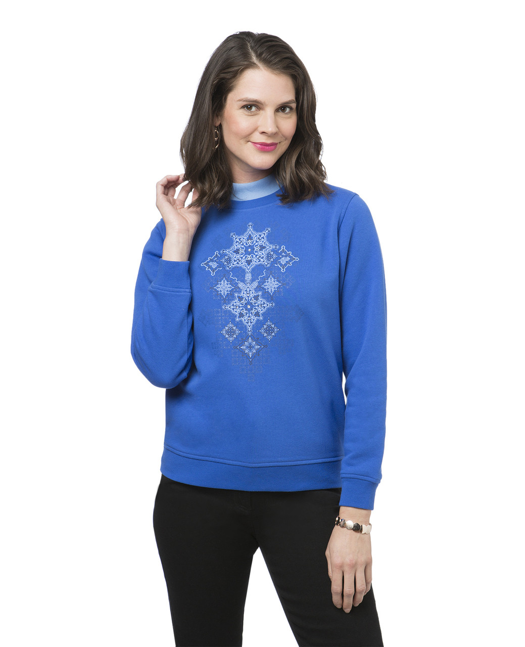 Women's petite snowflake print sweatshirt