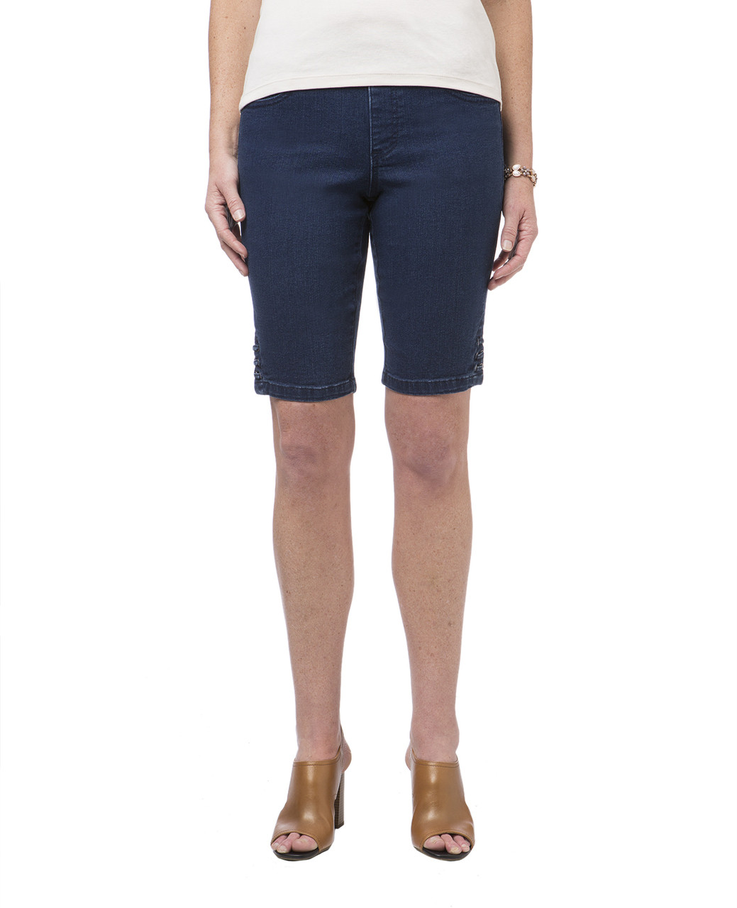 Women's pull-on denim Bermuda shorts