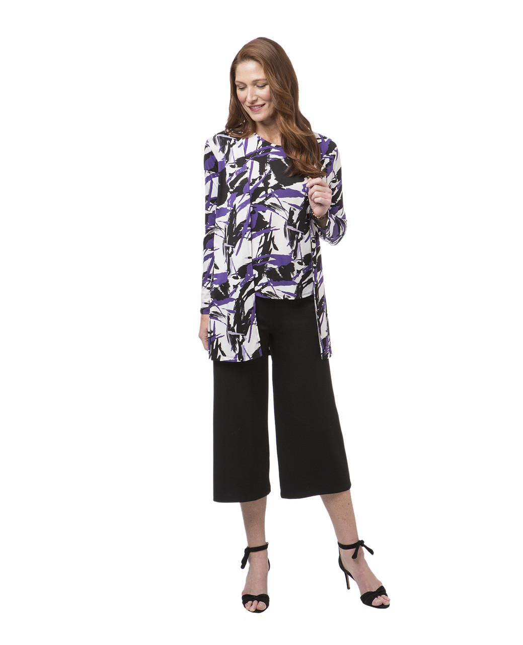 Women's purple geometric print topper