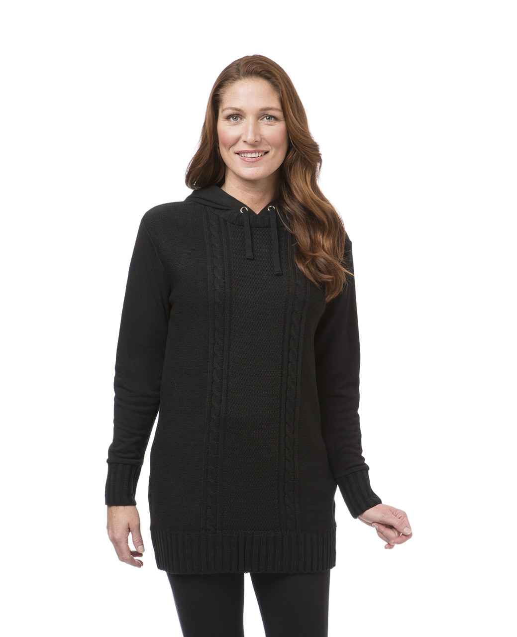 Women's black fleece tunic sweater