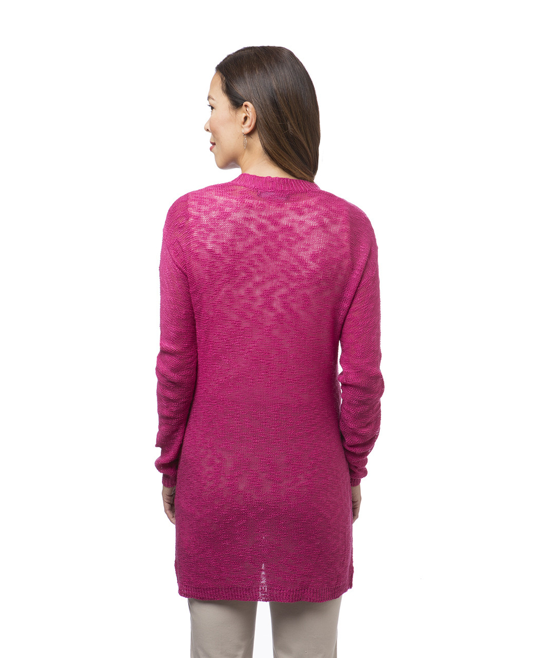 Women's pink long cardigan