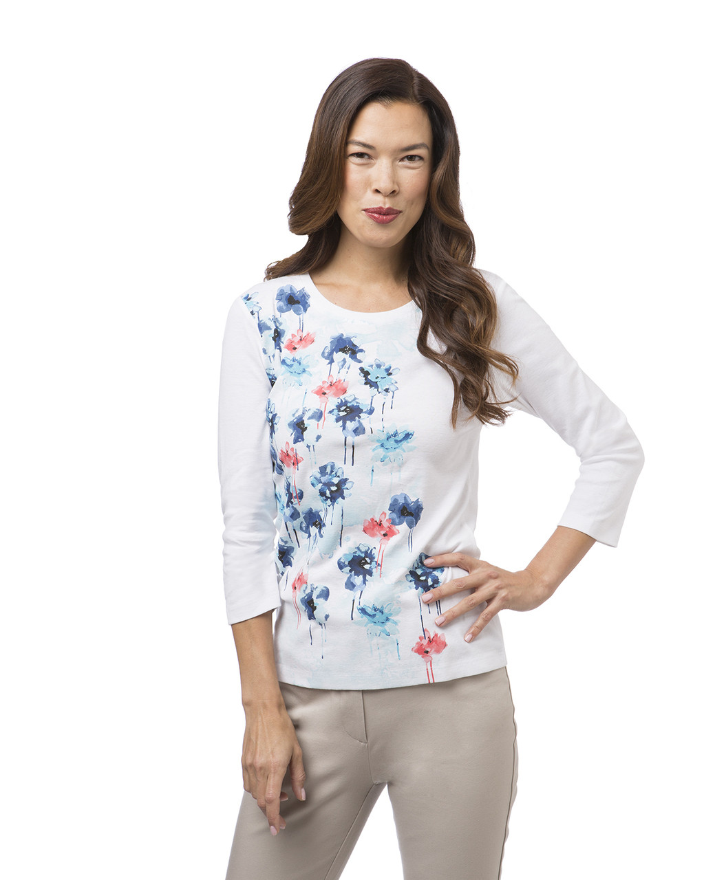 Women's white floral print tee
