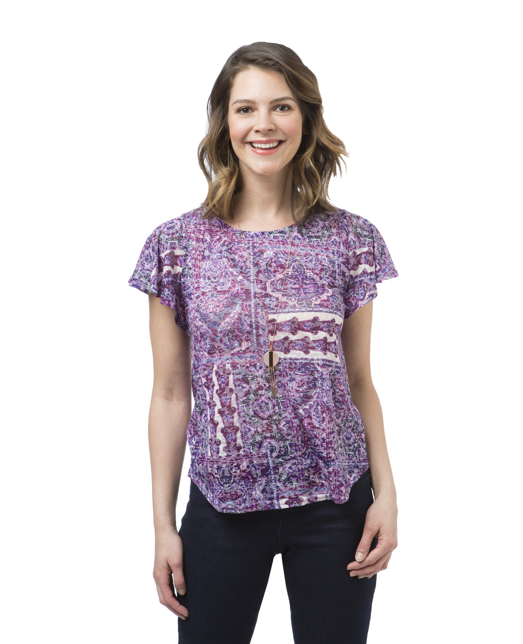 Women's pink printed short sleeve tee