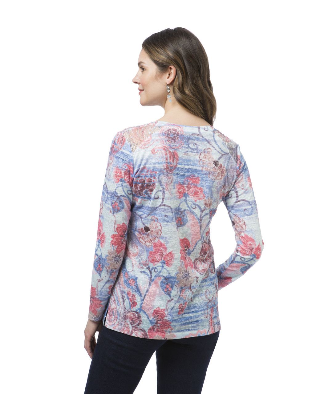 Women's long sleeve floral print top