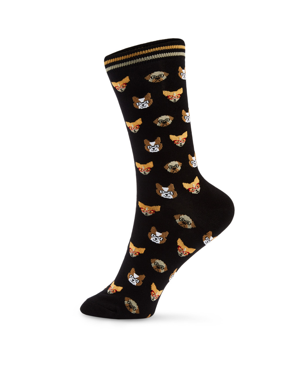 Women's dog print cotton blend crew socks