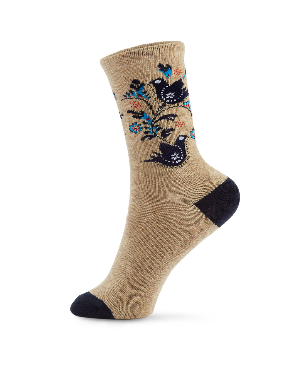 Women's printed cotton blend crew socks