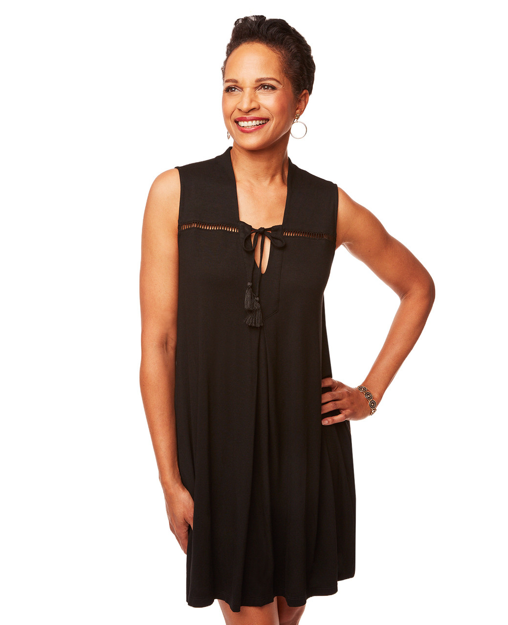 Sleeveless Knit Black Dress