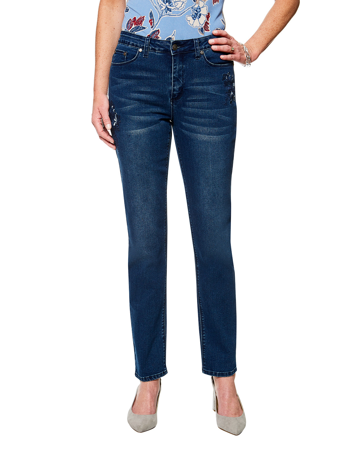 Floral Embroidered Town Jean