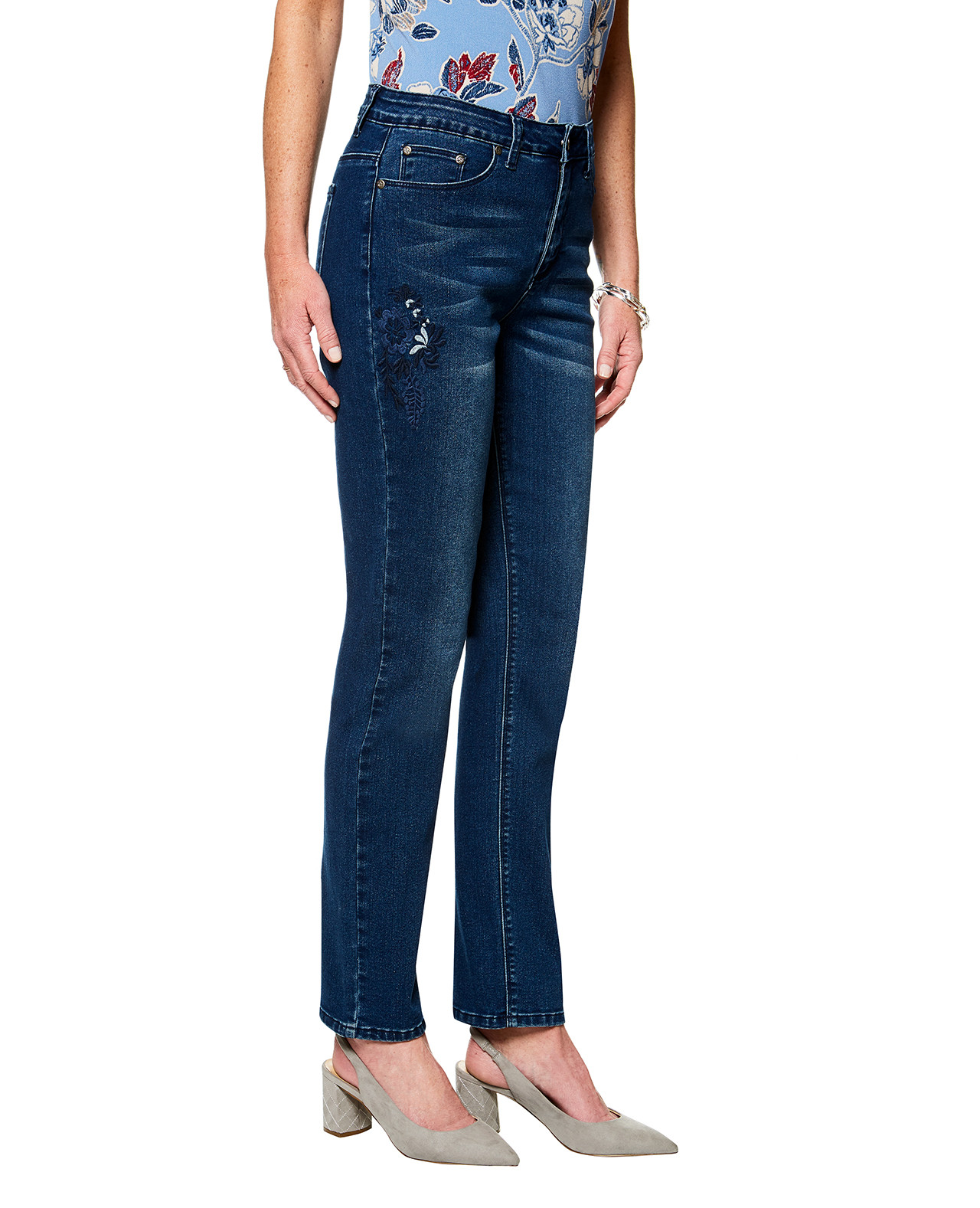 Floral Embroidered Town Jean
