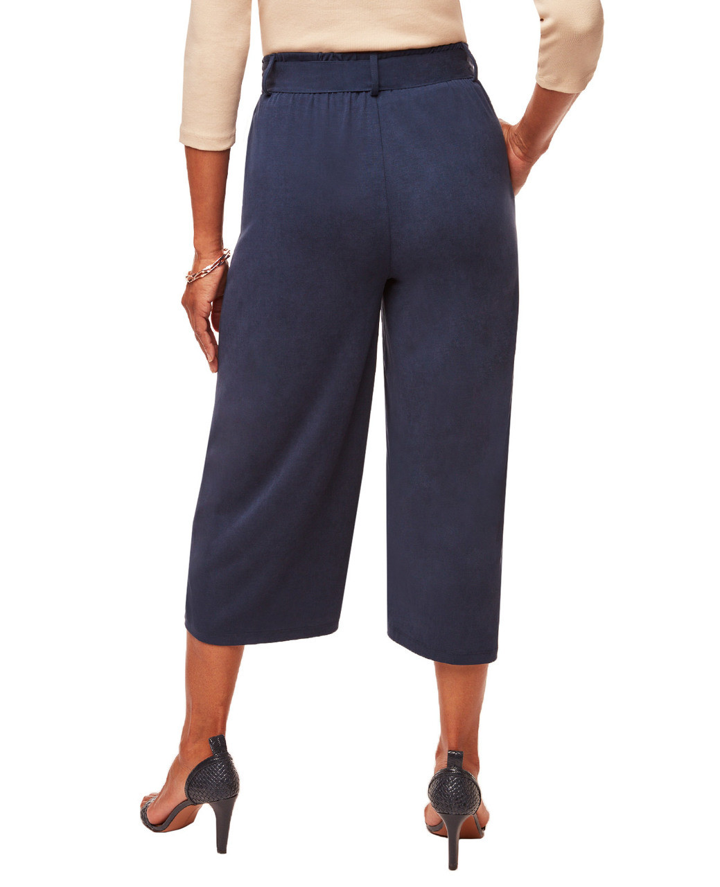 Women's navy knit culottes