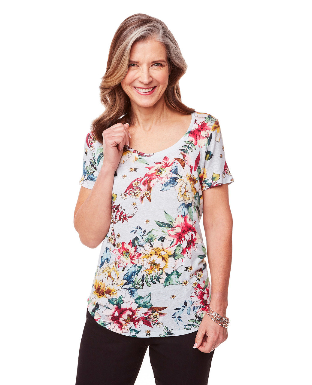 Women's Short Sleeve Floral Print Top