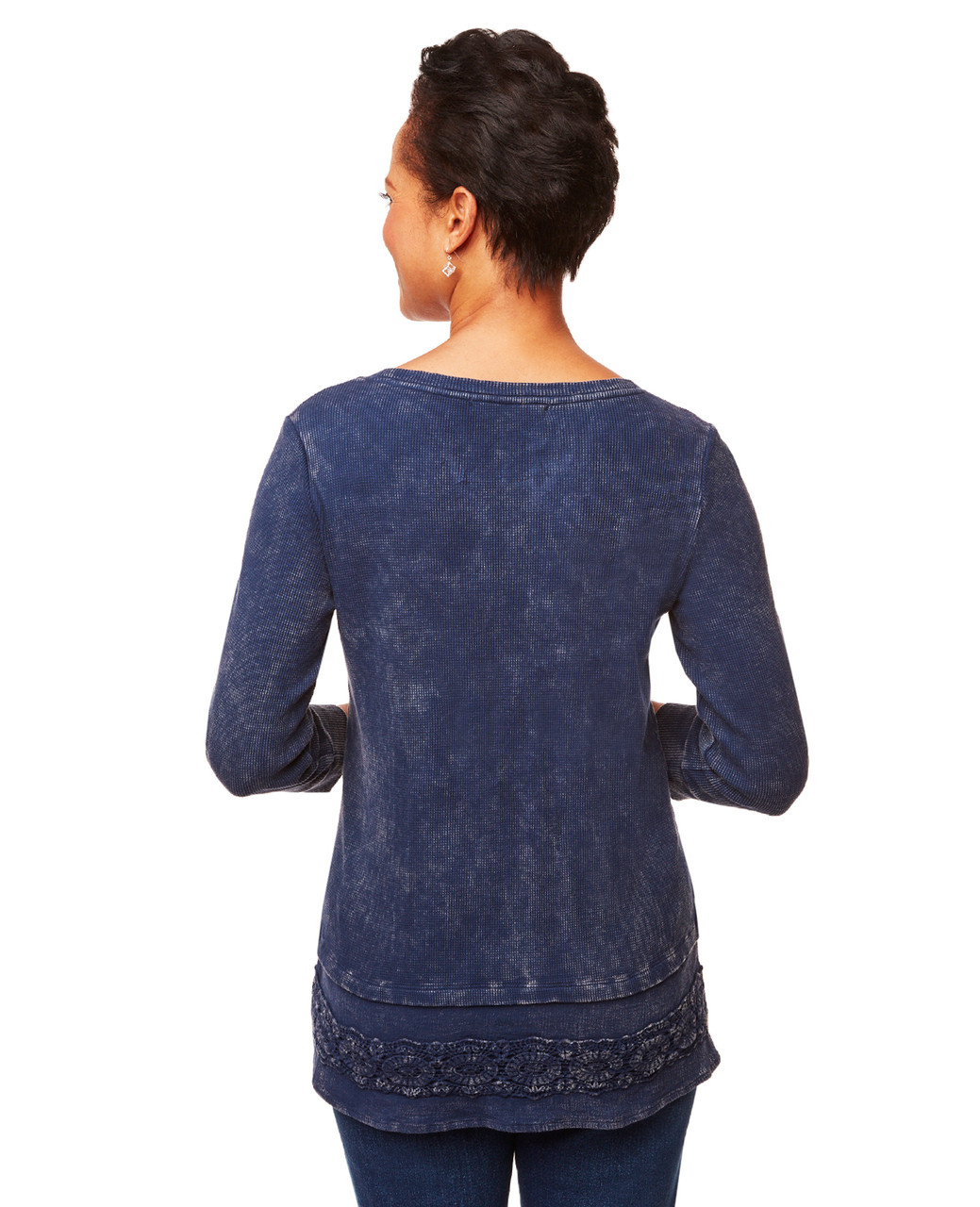 Crochet Trim Waffle Top