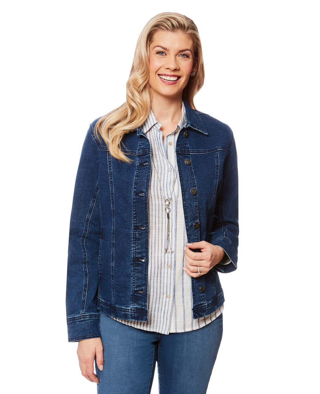 Women's medium wash classic denim jacket