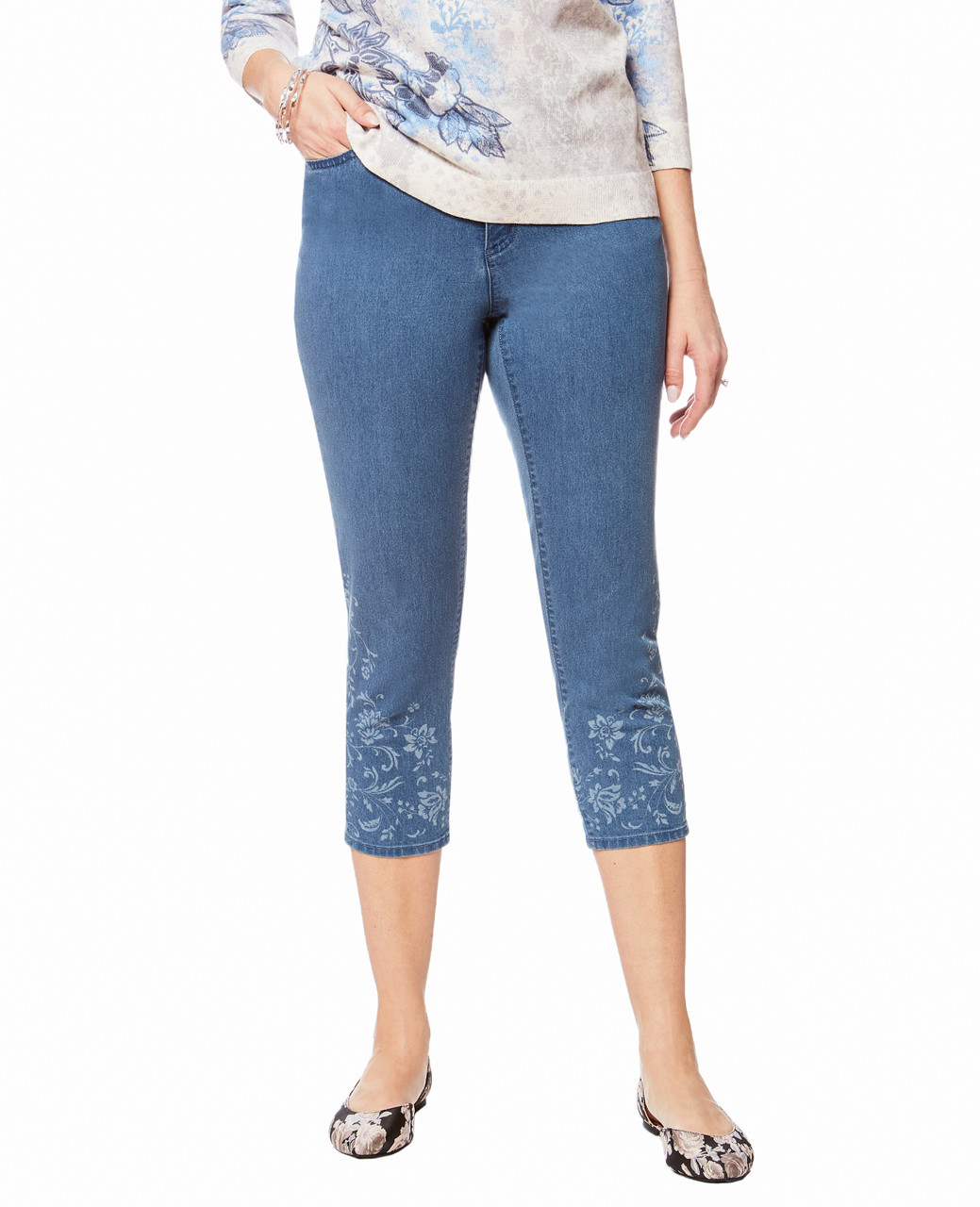 Printed Hem Everyday Slim Crop