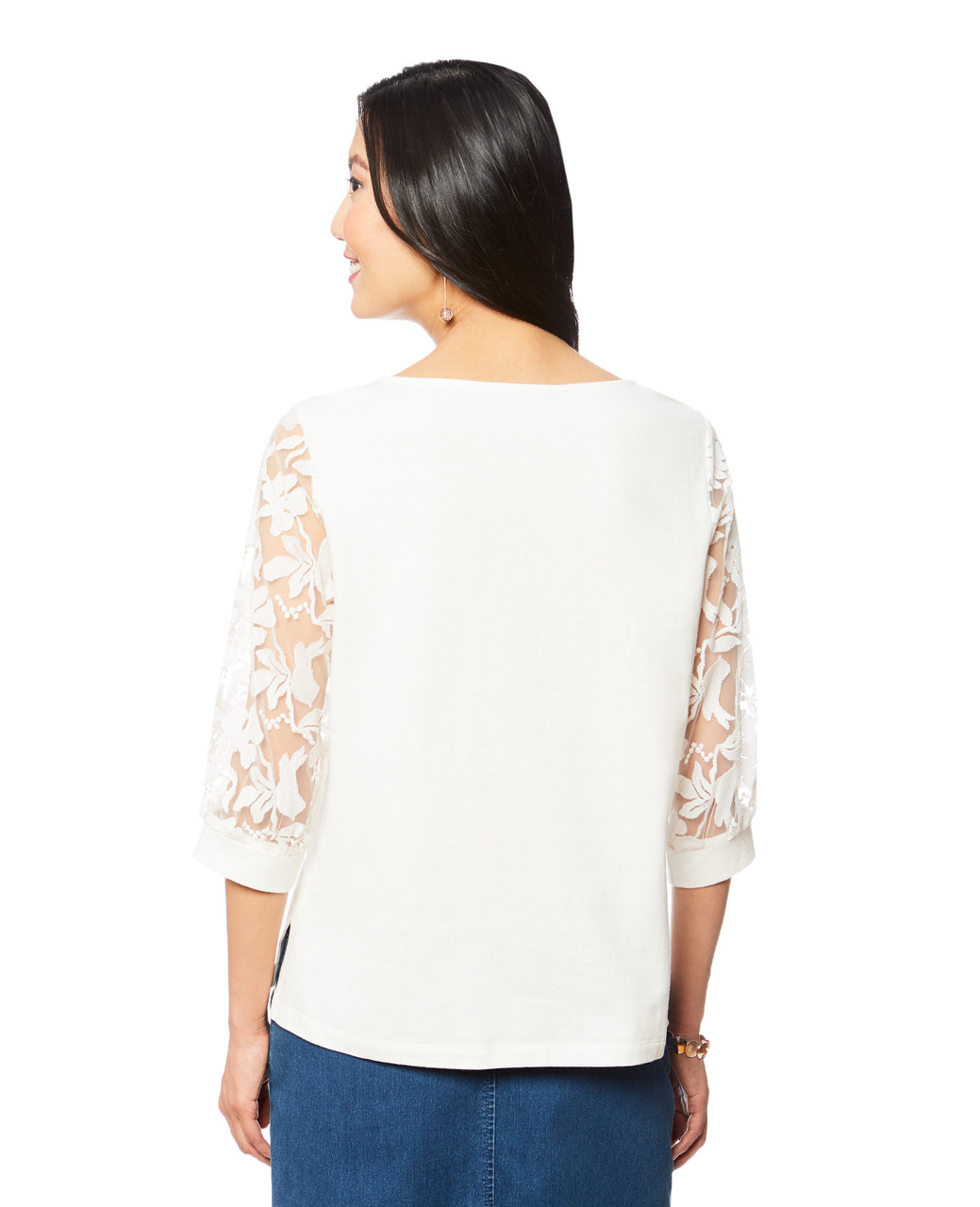 Women's white burnout sleeve top