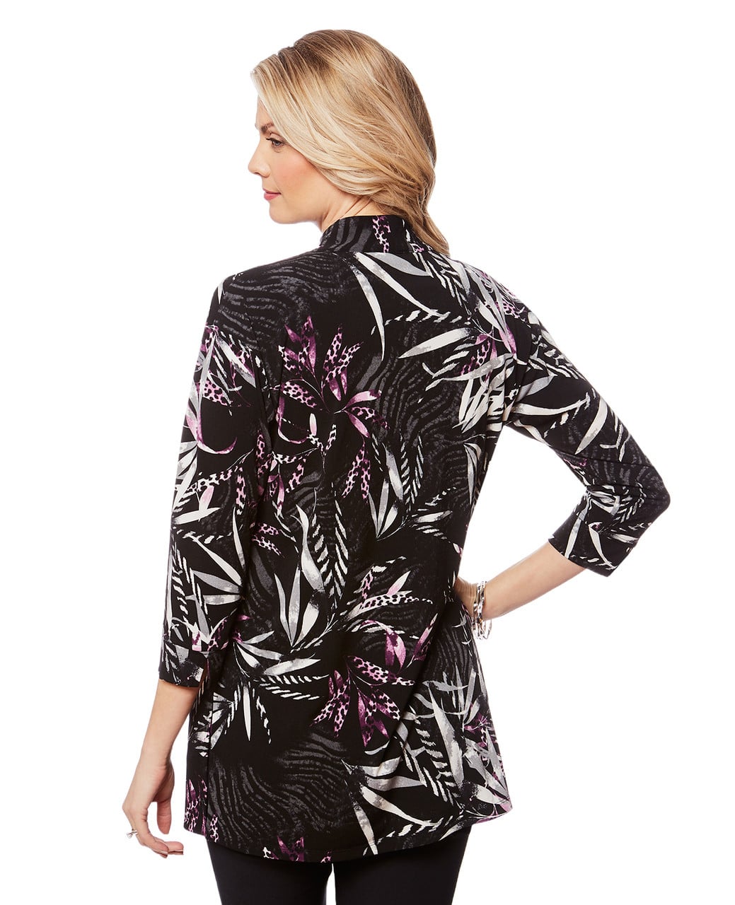 Women's black kimono topper