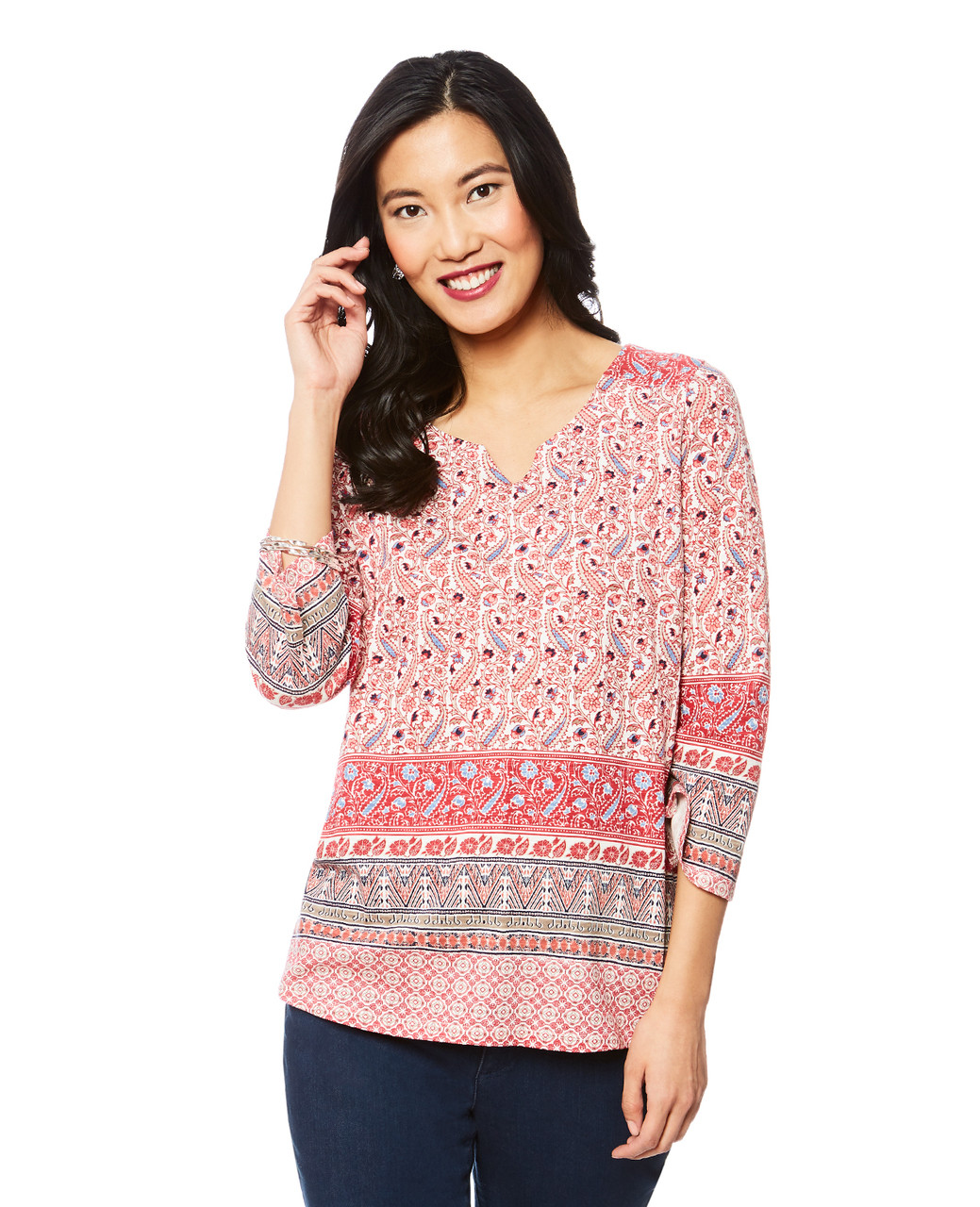 Women's red bell sleeve top