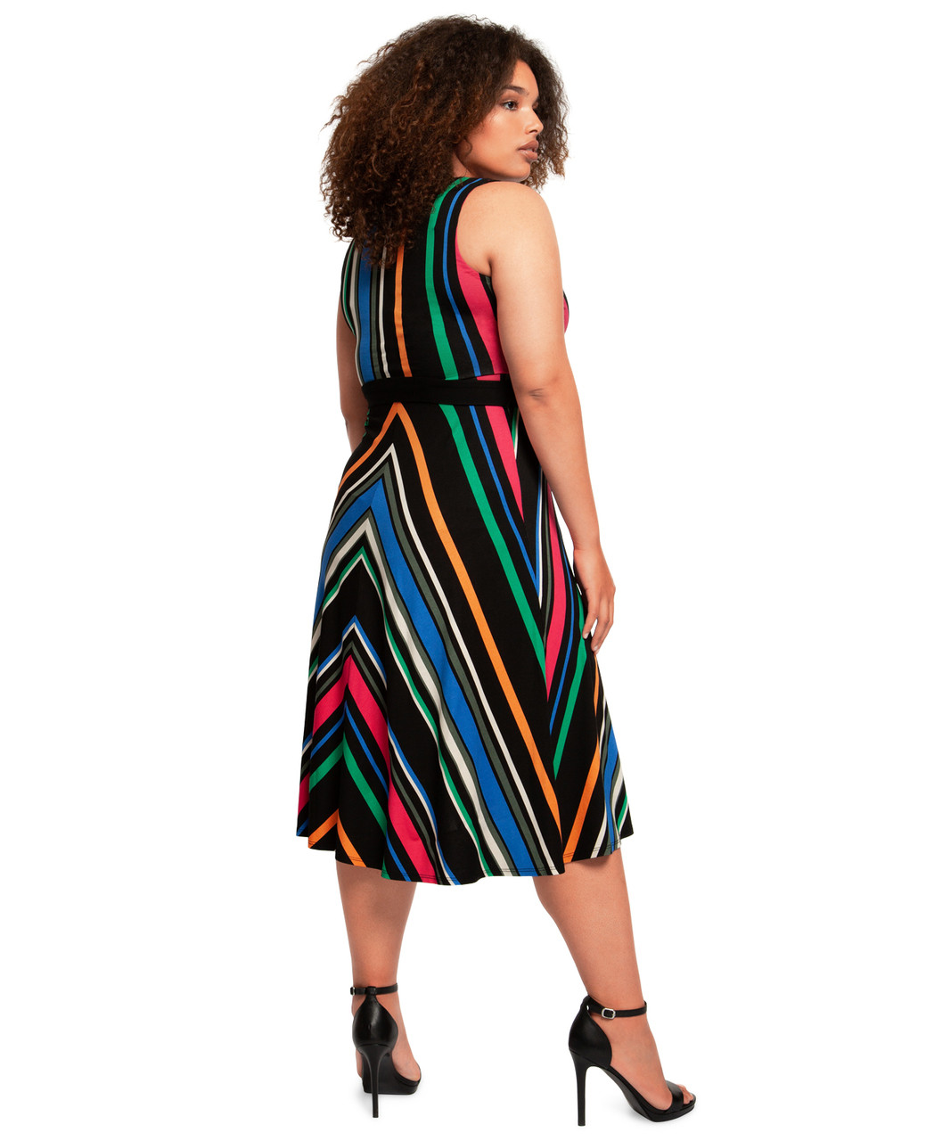 Women's Plus Sleeveless Multicoloured Wrap Dress