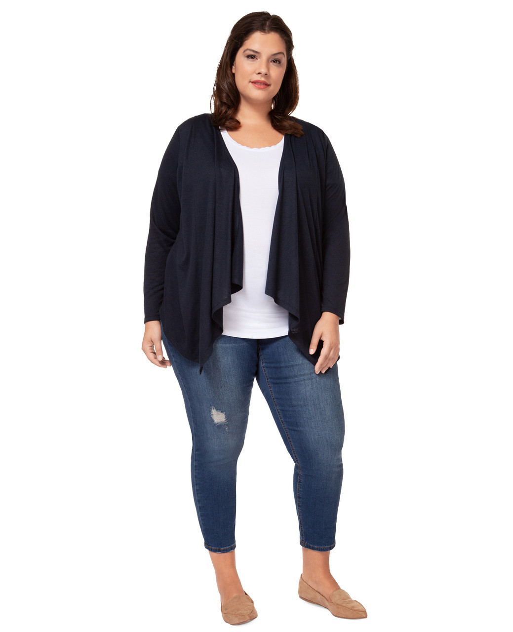 Plus Women's Waterfall Cardigan
