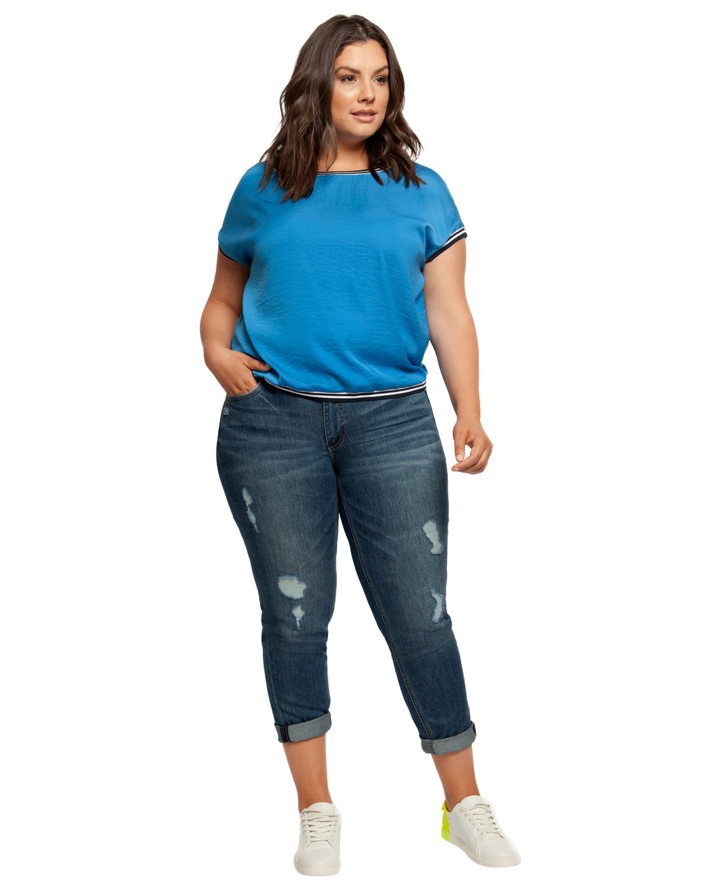 Plus  Women's Blue Wave dolman sleeve top
