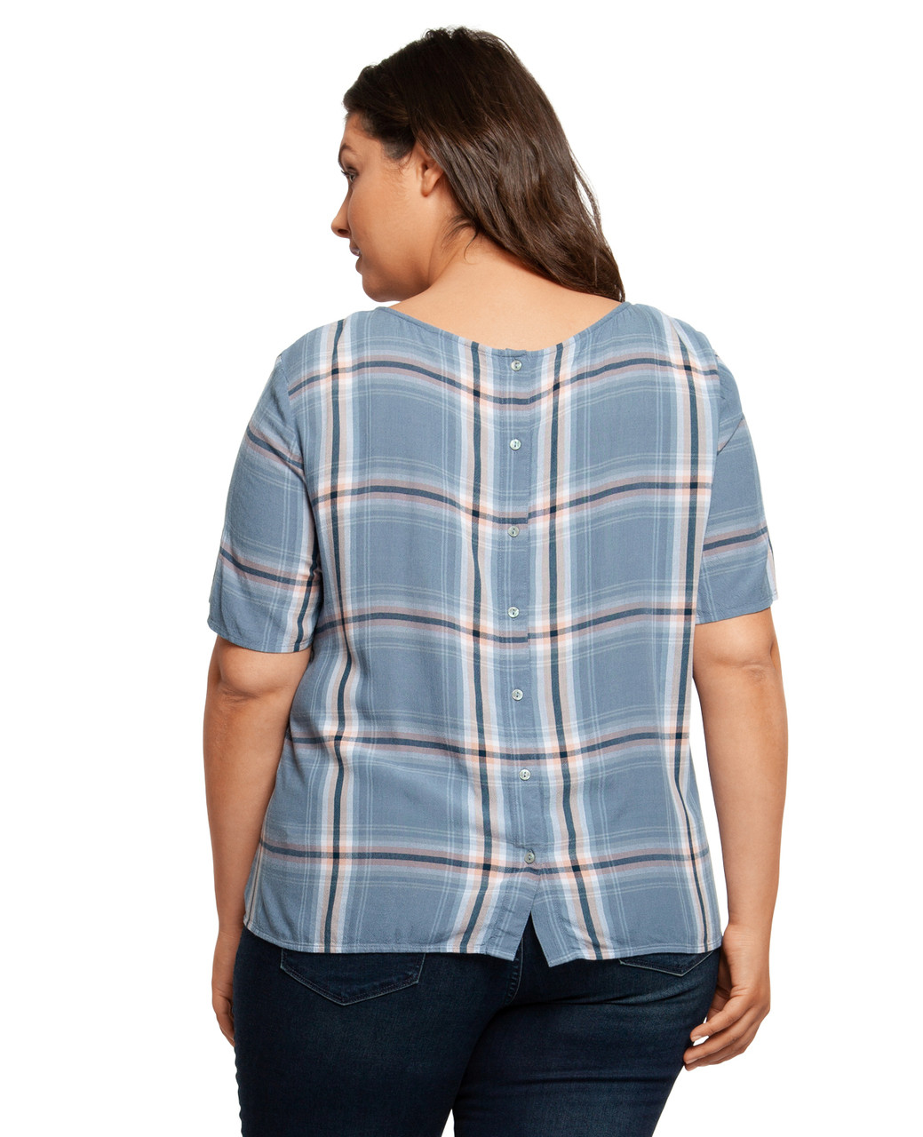 Plus Women's Tie Front Blue Top