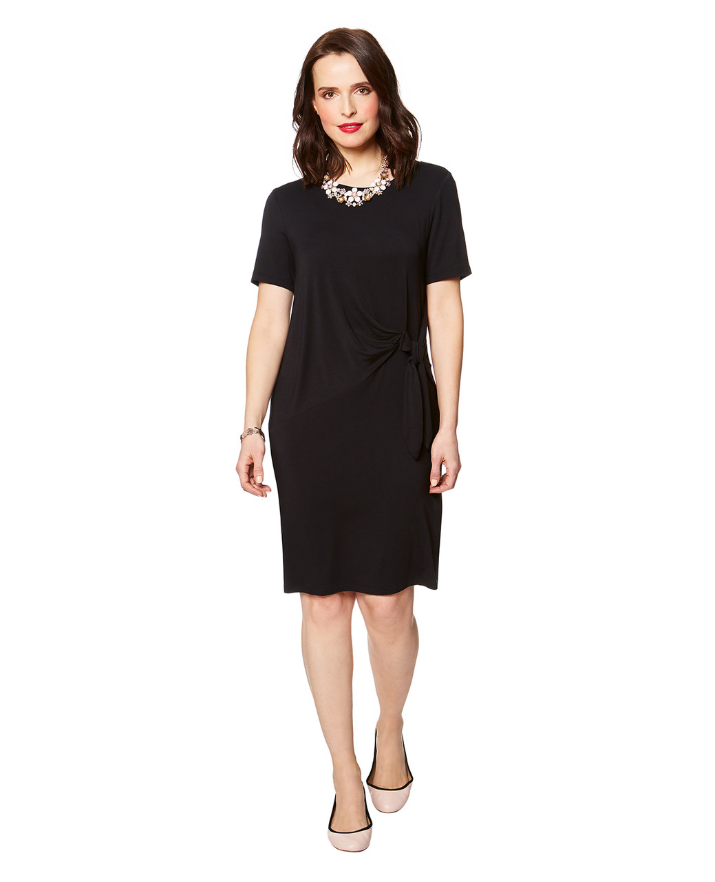 Women's side tie black dress
