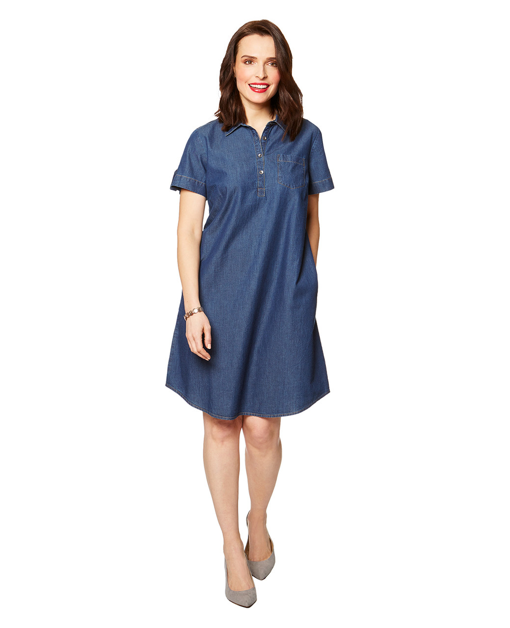 Women's short sleeve denim dress